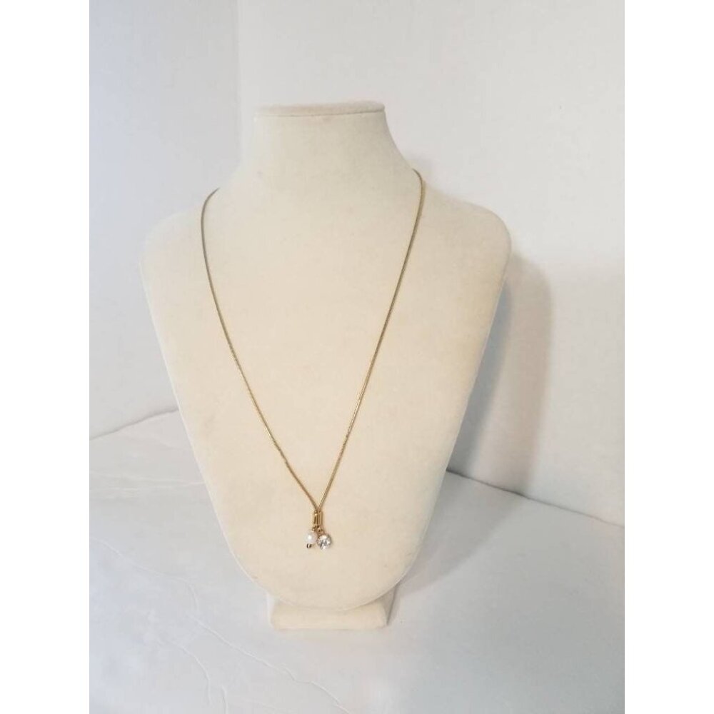 Vintage Monet necklace rhinestone diamond and faux pearl goldβ
